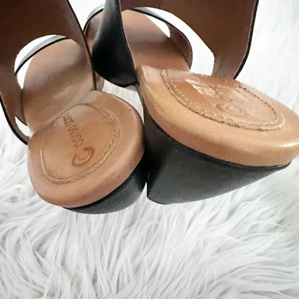 CORSO COMO | Black Leather Sandals Ankle Boot Style Heel Strap | Size 9 - Picture 4 of 9